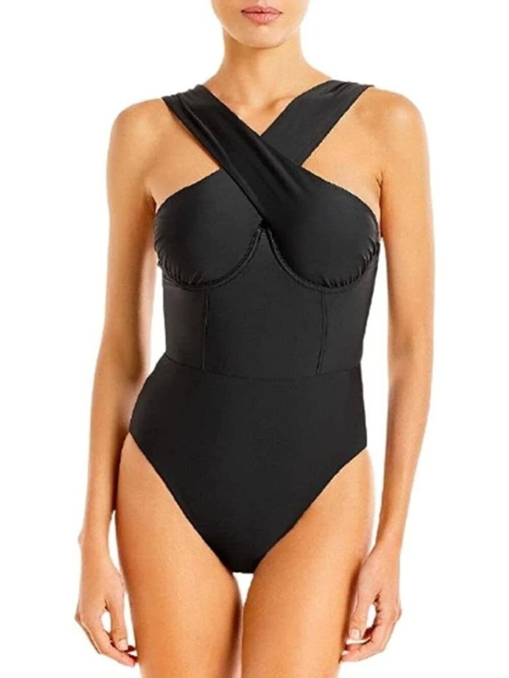 Jonathan Simkhai Swim Harlee Underwire Bustier One Piece Swimsuit Black XS